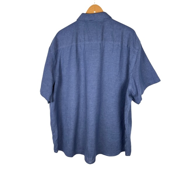UNTUCKit Linen Short Sleeve Shirt Mens 3XL Blue Wrinkle Resistance Relaxed Fit - Picture 7 of 7